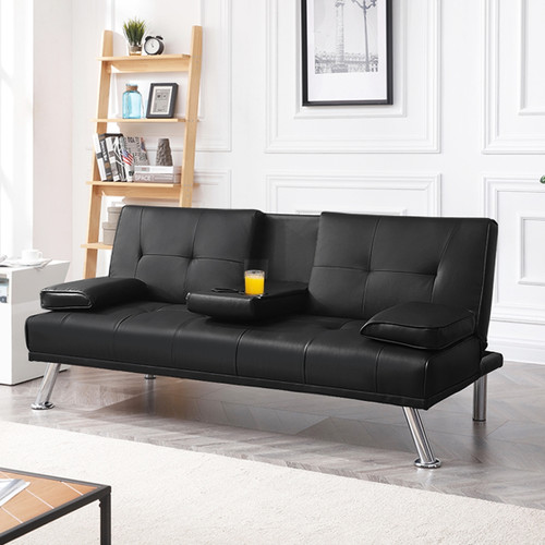 Faux leather sofa bed - faux,