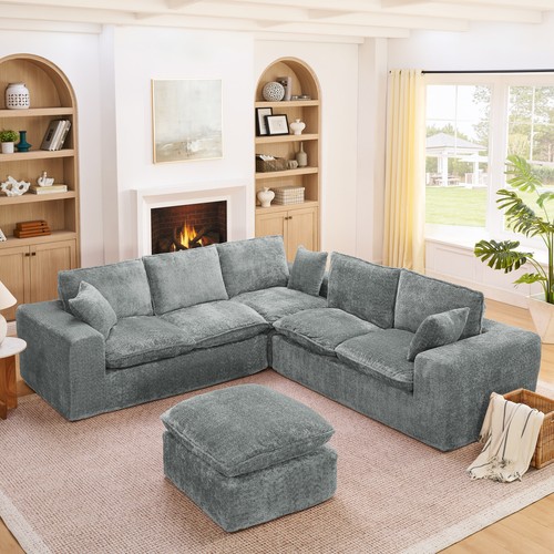 107 modern boucle shaped - boucle, l-shaped